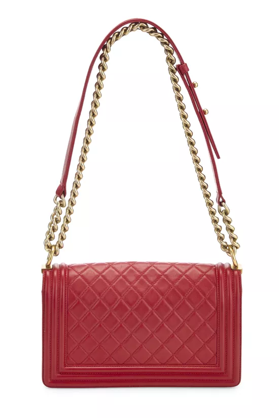 Red Quilted Lambskin Boy Bag Medium, , large image number 3