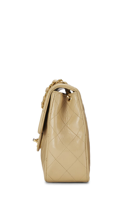 Chanel Beige Quilted Lambskin Medium Classic Double Flap Bag Gold