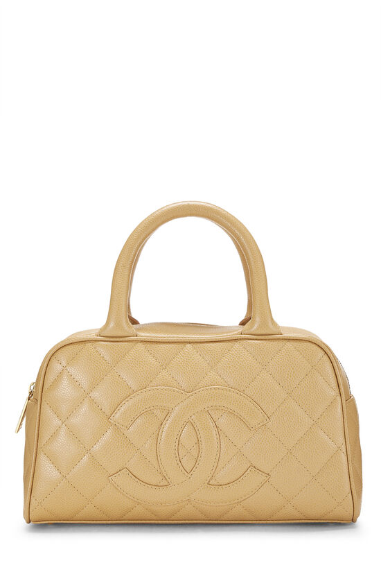 Beige Quilted Caviar Bowler, , large image number 0