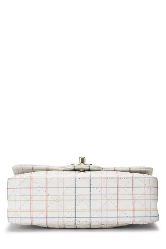 White & Multicolor Plaid Calfskin Rectangular Flap Mini, , large image number 4