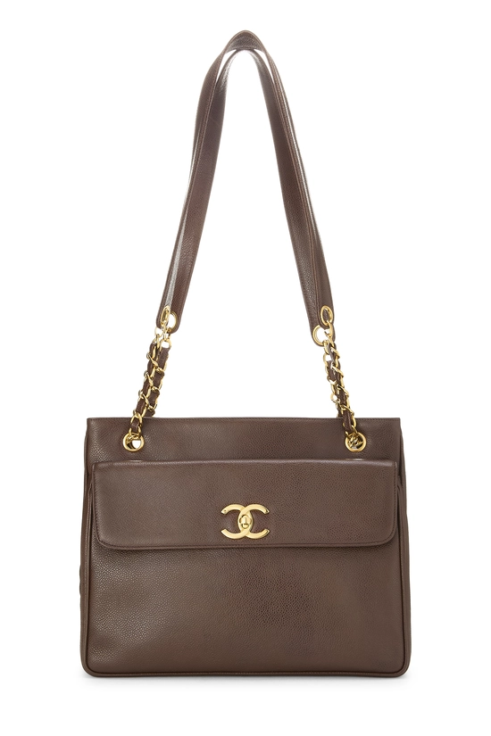 Brown Caviar Pocket Tote Medium, , large image number 0