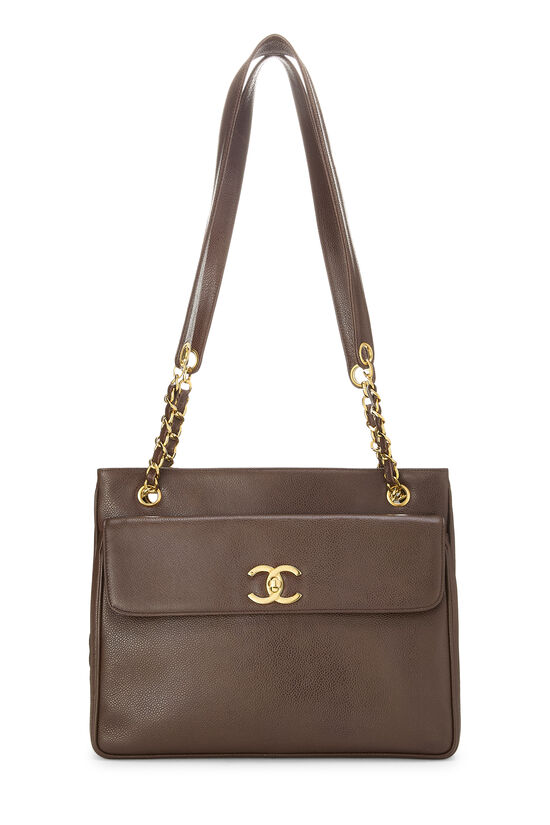 Brown Caviar Pocket Tote Medium, , large image number 0