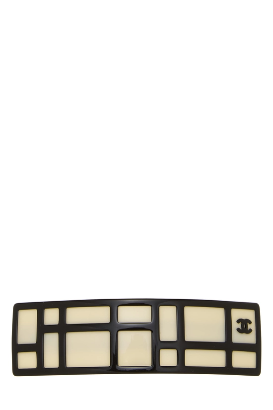 Black & White Acrylic 'CC' Barrette, , large image number 0