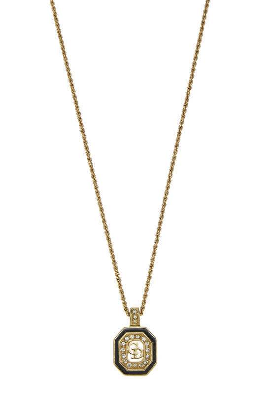 Black & Gold Crystal 'CD' Necklace, , large image number 2