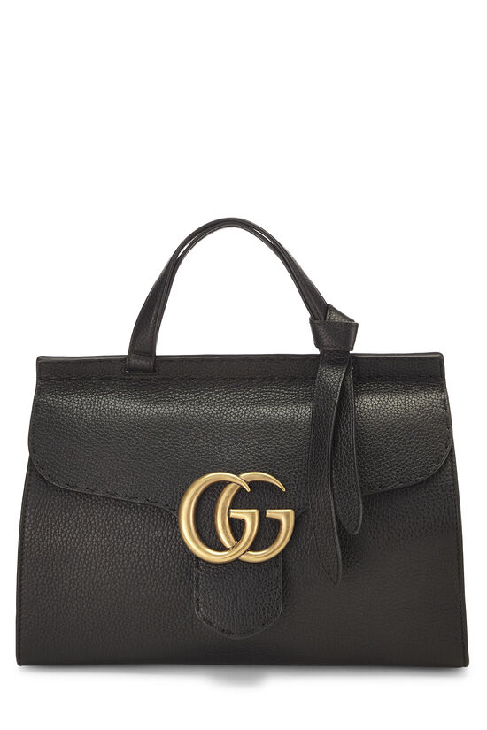 Black Leather GG Marmont Top Handle Flap Bag Small, , large image number 0