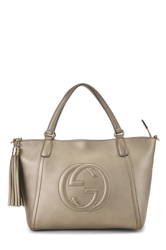 Gold Metallic Leather Soho Top Handle Bag, , large image number 0