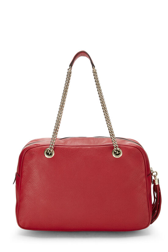 Gucci Soho Interlocking GG Red Leather Chain Flap Shoulder Bag Handbag