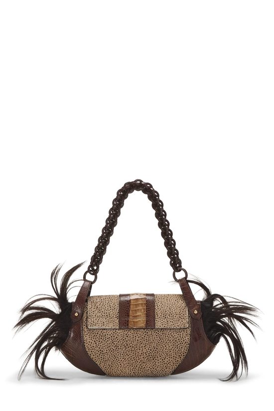 Brown Ponyhair Compilation Shoulder Bag, , large image number 3