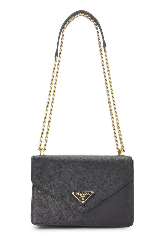 Black Saffiano Leather Envelope Shoulder Bag, , large image number 0