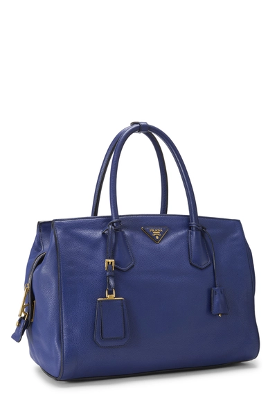 Blue Vitello Daino Convertible Handbag, , large