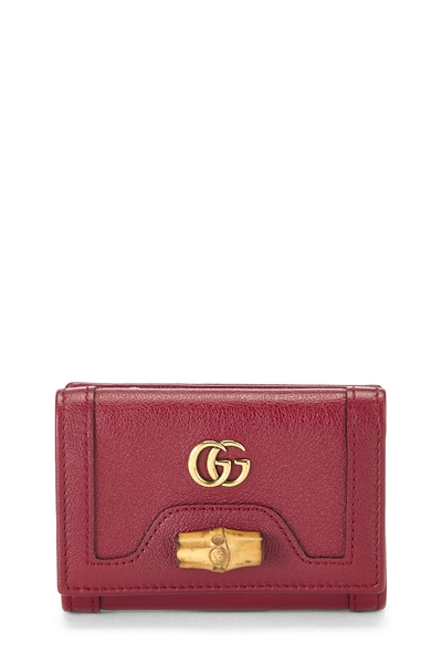 Red Leather Bamboo Compact Wallet 