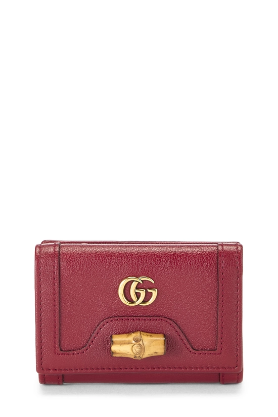 Red Leather Bamboo Compact Wallet , , large image number 0