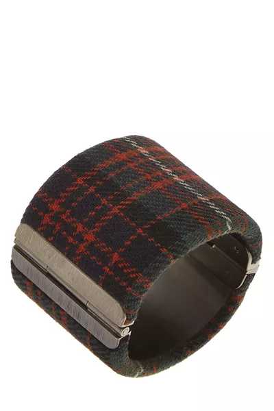 Multicolor Acrylic Tartan 'CC' Cuff, , large