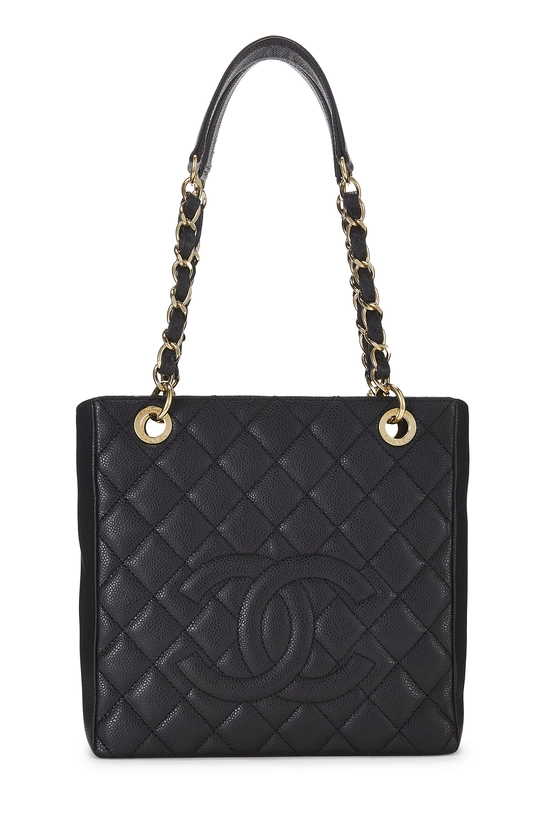 Black Quilted Caviar Petite Shopping Tote (PST), , large image number 0