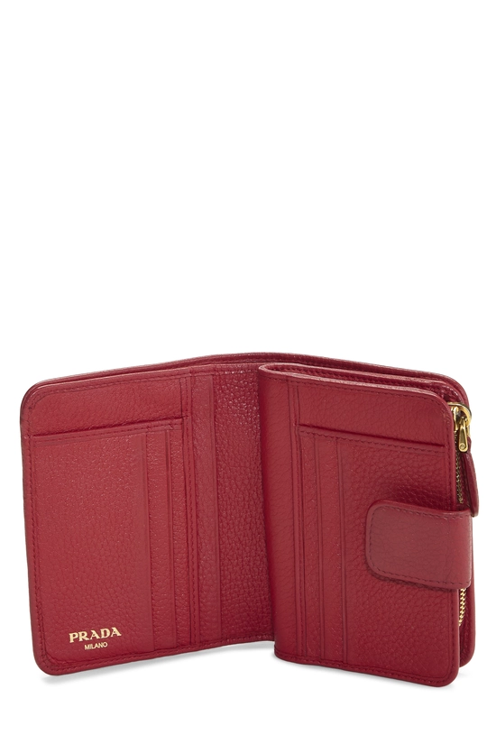 Red Vitello Daino Compact Wallet, , large image number 3