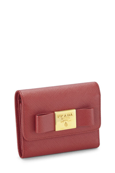 Red Saffiano Bow Compact Wallet, , large