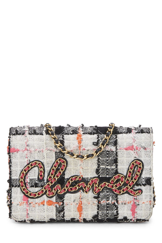 Multicolor Plaid Tweed Wallet on Chain (WOC), , large image number 0