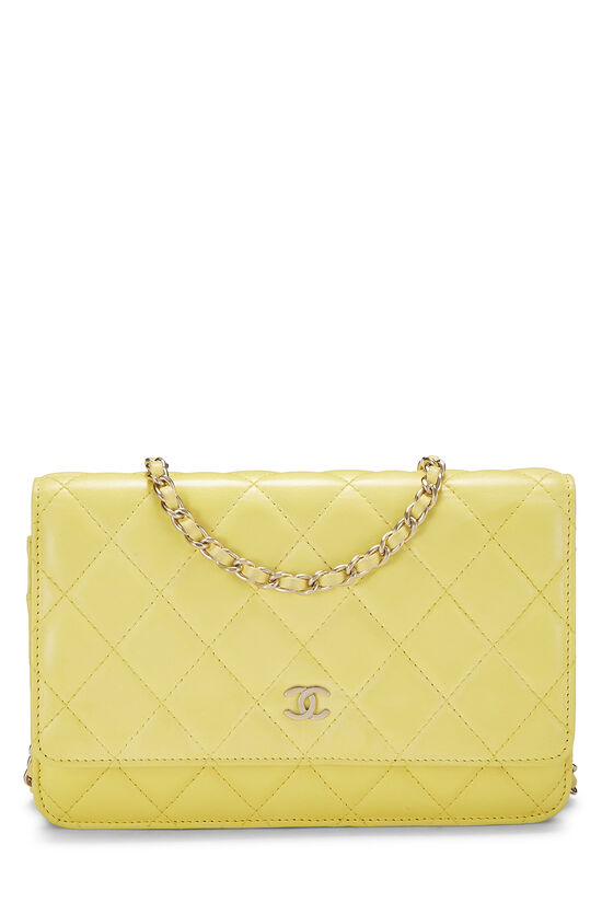 Yellow Quilted Lambskin Classic Wallet On Chain (WOC)