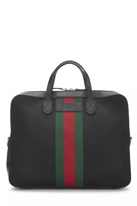 Black Techno Canvas Web Briefcase, , large image number 0