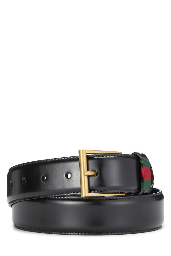 Black Leather Belt 85, , large image number 0