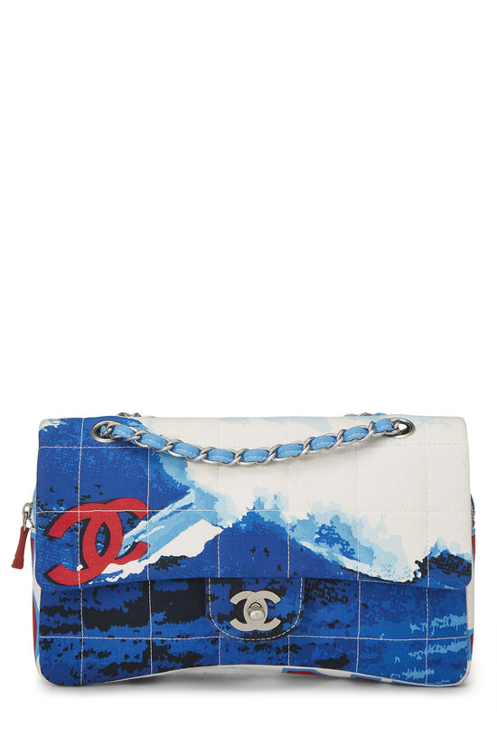 Blue & Multicolor Canvas Surf Line Flap Bag Medium, , large image number 0