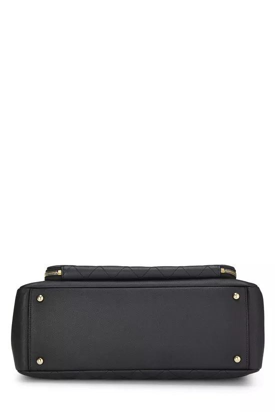 Black Quilted Caviar Business Affinity Shopping Bag Large, , large image number 4