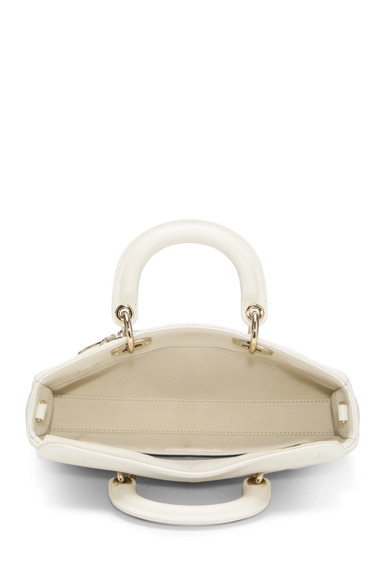 White Cannage Quilted Lambskin Lady D-Joy Bag Medium, , large image number 5