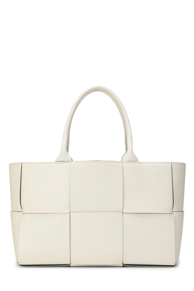 White Maxi Intrecciato Arco Tote Small