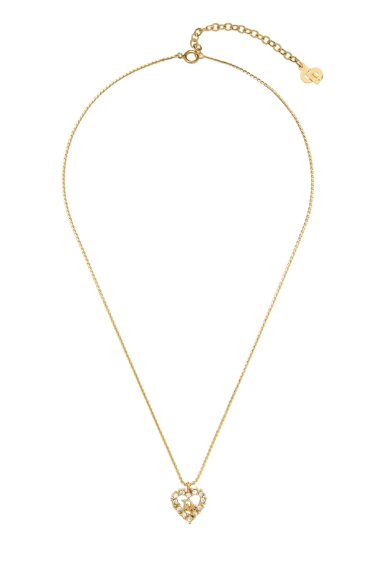 Gold Logo Heart Crystal Necklace, , large image number 0