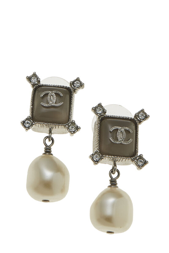 Gold & Faux Pearl Dangle Earrings, , large image number 0