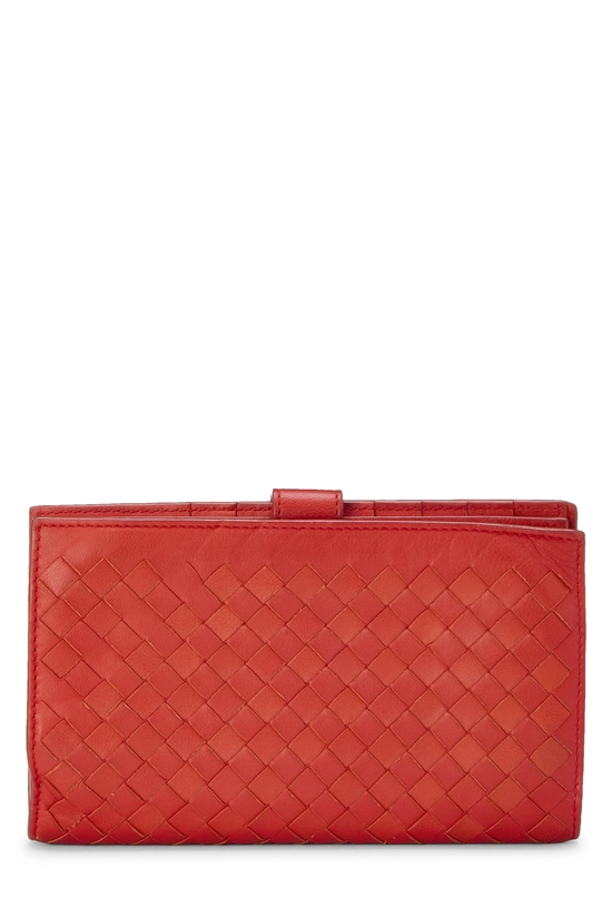 Orange Intrecciato Compact Zip Wallet, , large image number 2