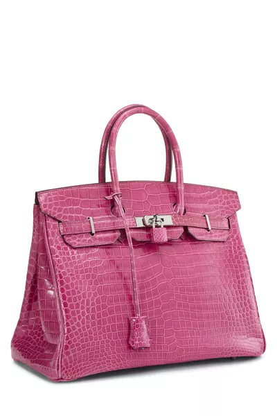 Fuchsia Pink Porosus Crocodile Birkin 35, , large
