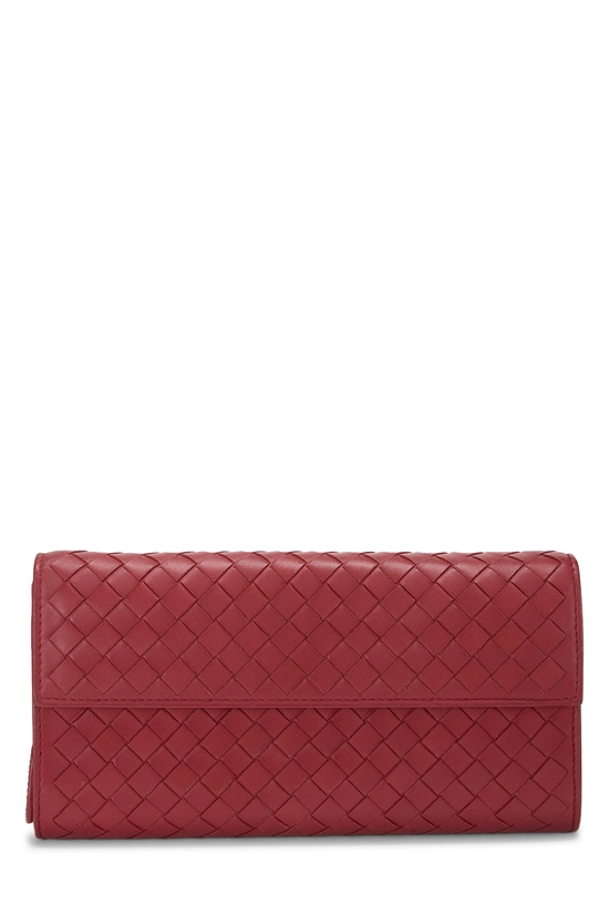 Red Intrecciato Continental Wallet, , large image number 0