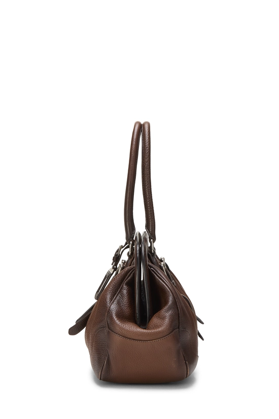 Brown Vitello Daino Frame Handbag, , large image number 2