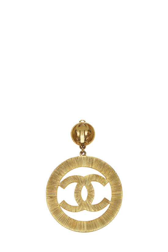Gold 'CC' Dangling Sunburst Earrings Large, , large image number 1