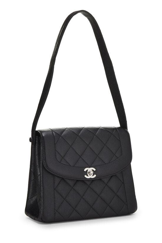 Black Caviar Round Flap Shoulder Bag, , large image number 1