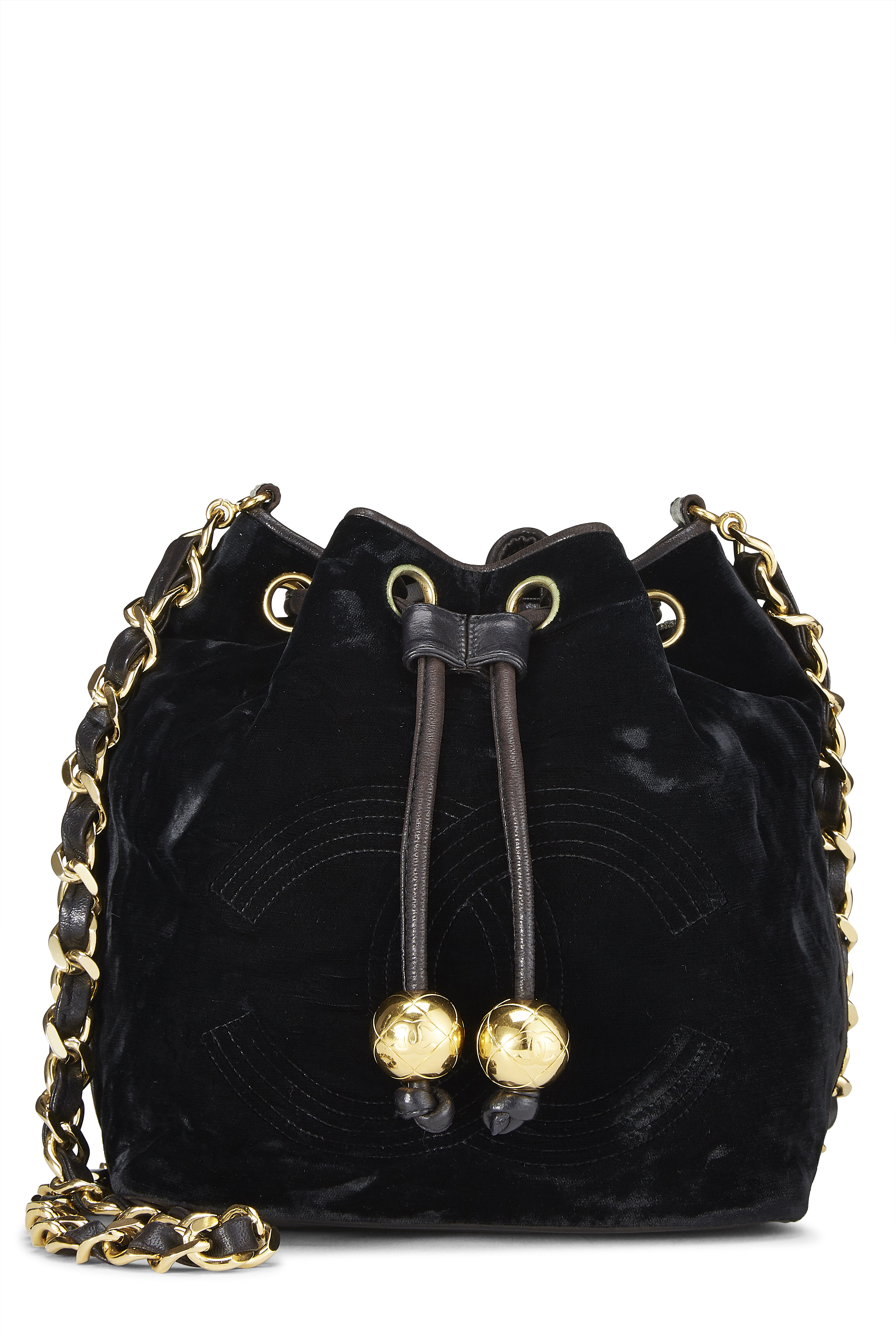 chanel black drawstring bag