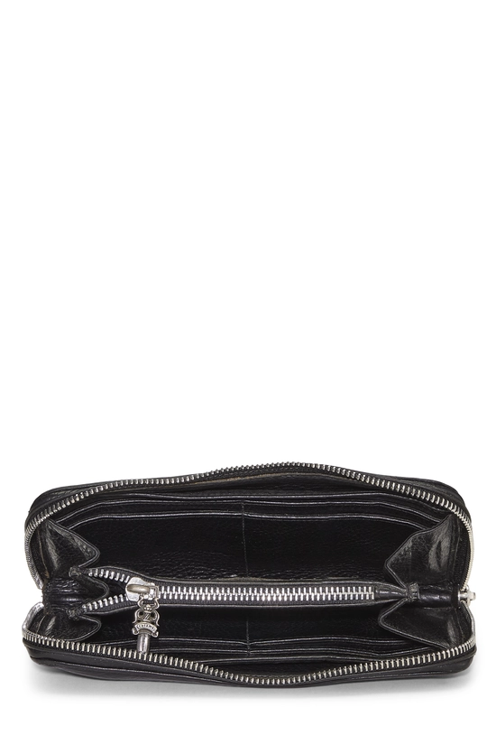 Black Leather BS Fleur Zip Around Wallet, , large image number 3