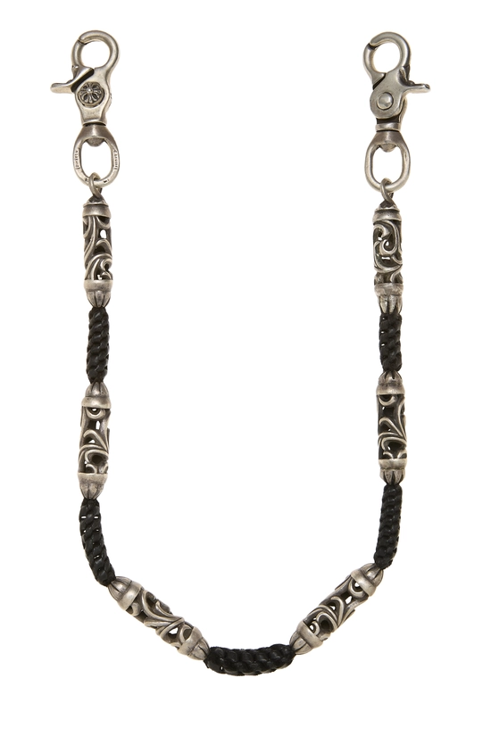 Black Leather & Sterling Silver Roller Wallet Chain, , large image number 0