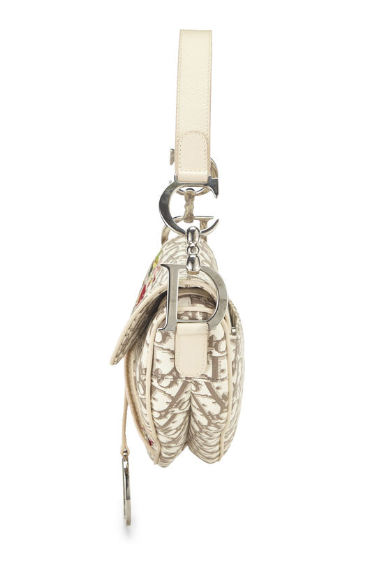 Beige Embroidered Floral Saddle Bag, , large image number 2