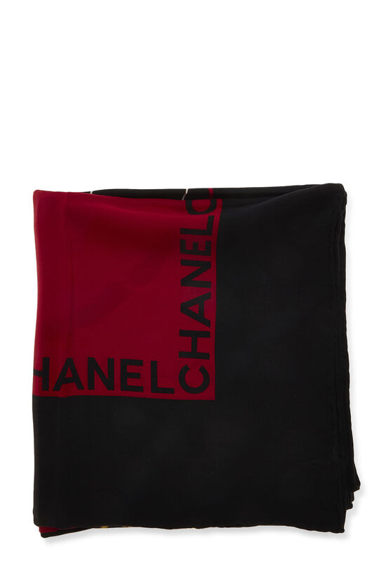 Black & Red Flap Bag Print Silk Scarf, , large image number 1
