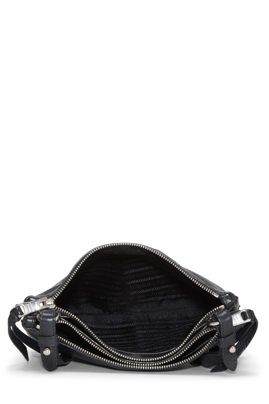 Black Vitello Daino Double Zip Crossbody Bag, , large image number 5