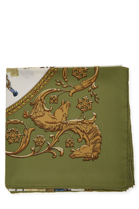 Green & Multicolor 'La Promenade de Longchamps' Silk Scarf 90, , large image number 1