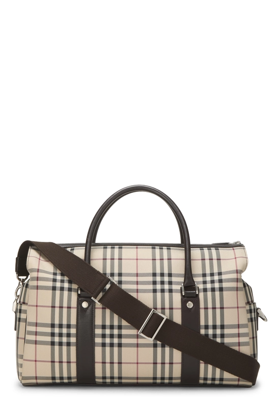 Brown House Check Nylon Weekender, , large image number 3