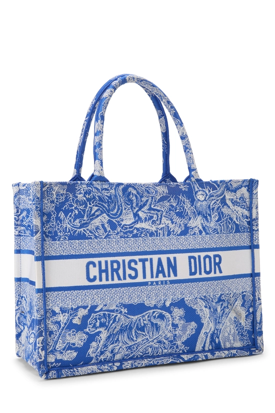 Blue Embroidered Canvas Book Tote Medium, , large image number 1