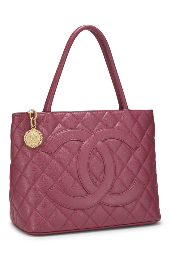 Burgundy Quilted Caviar Medallion Tote, , large image number 1
