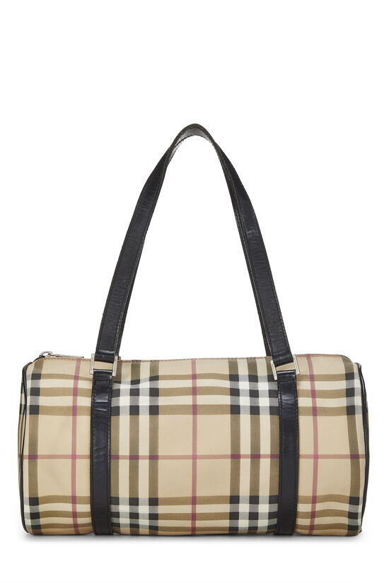 Burberry Brown Coated Canvas Classic Check Shoulder Bag Burberry
