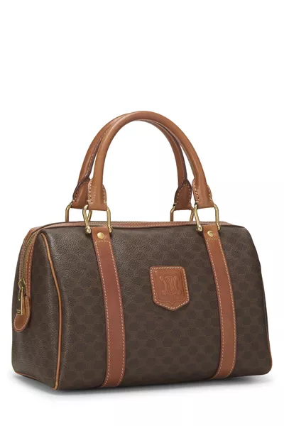 Brown Coated Canvas Macadam Handbag, , large