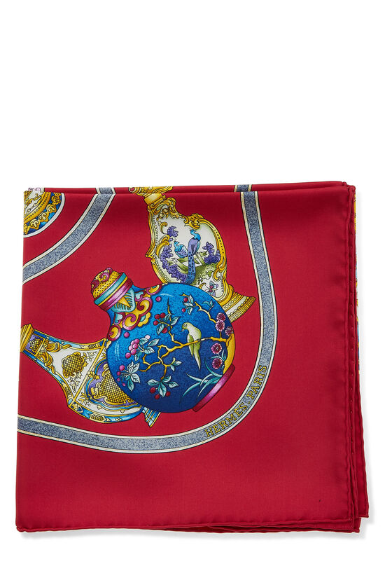 Red & Multicolor 'Qu' Importe le Flacon' Silk Scarf 90, , large image number 2