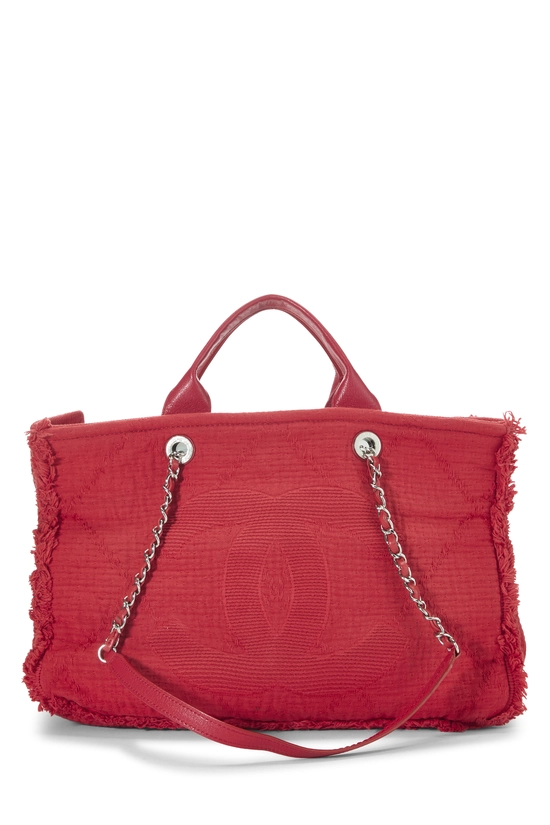 Red Canvas Double Face Shopping Tote Medium, , large image number 0